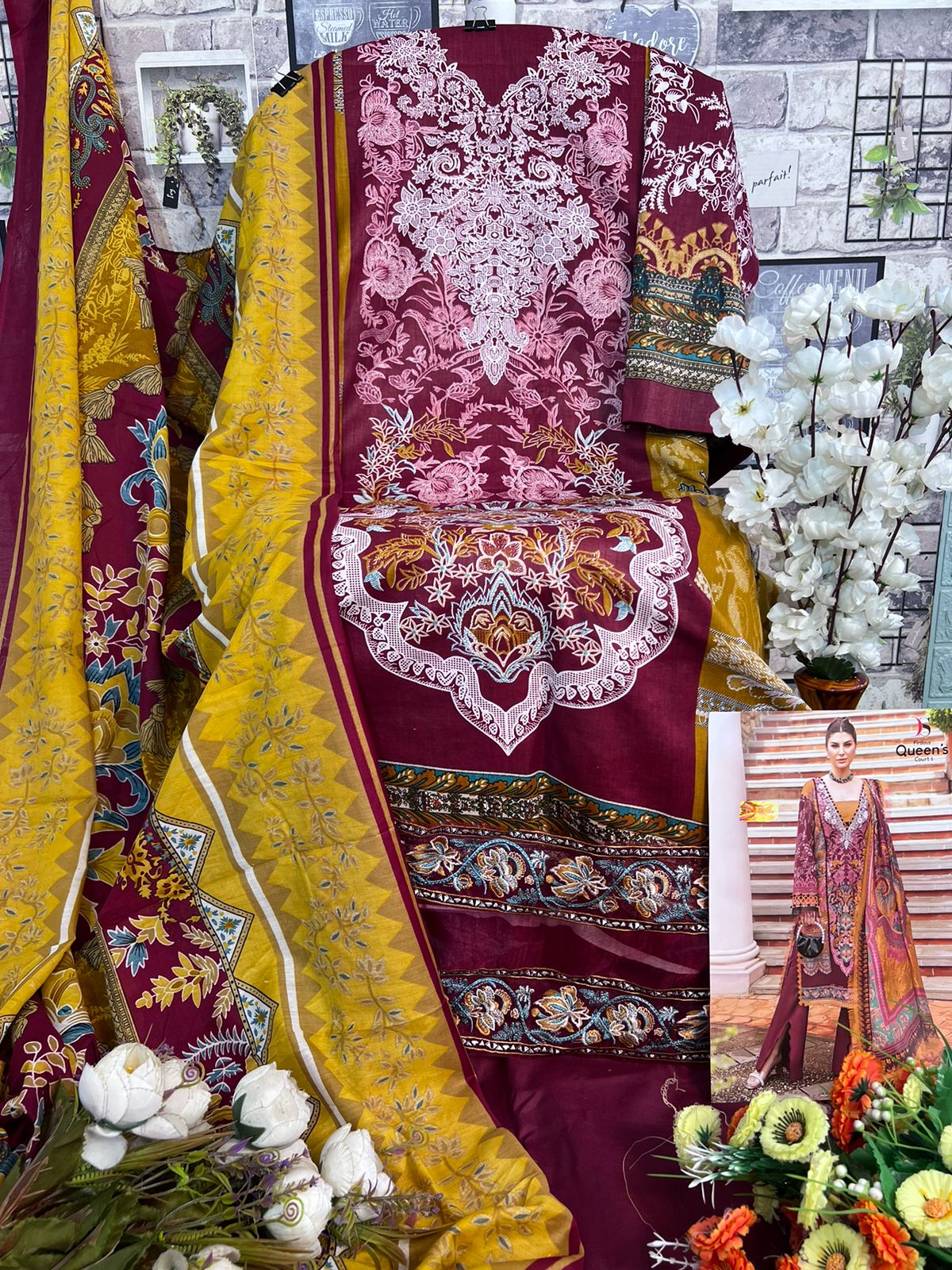 Firdous Queens court 5 By Deepsy Cotton Printed Pakistani Suits Wholesale Market In Surat